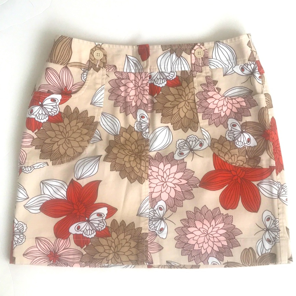 Ann Taylor LOFT Butterfly Floral Mini Skirt SZ 8P